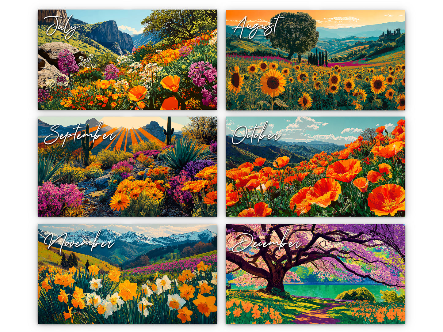 2026 Spring Flowers Wall Calendar by Kaleidoscope Artisan – Artistic Floral Landscapes with Holidays