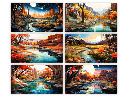 2026 Surreal Canyon Wall Calendar by Kaleidoscope Artisan – Desert Dreams with Holidays