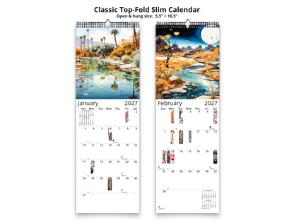 Surreal Canyon 2027 wall calendar classic top-fold slim calendar pages