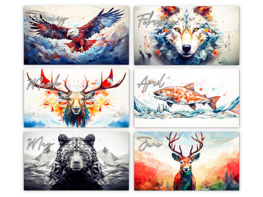 2027 Alaska Wildlife Wall Calendar by Kaleidoscope Artisan – Vibrant Geometric Animals with Holidays