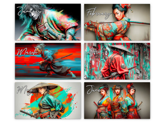 2027 Anime Ronin Wall Calendar by Kaleidoscope Artisan – Warrior Spirit with Holidays