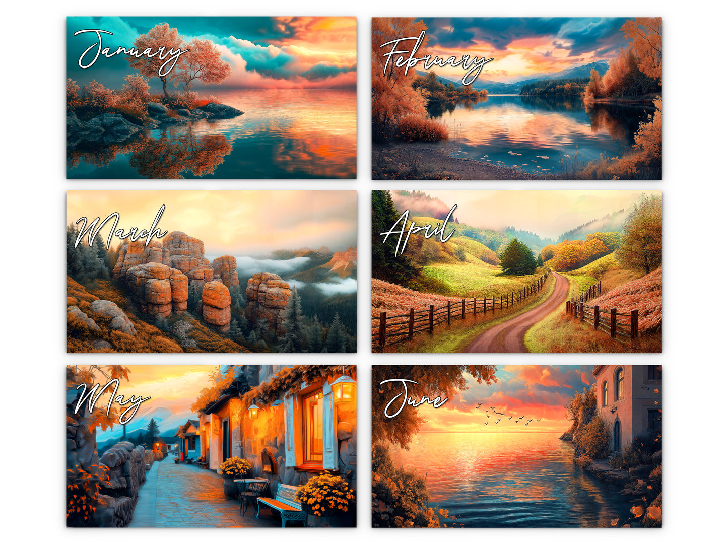 2027 Autumn Serenity Wall Calendar by Kaleidoscope Artisan – Rustic Dreams with Holidays