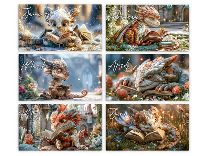 2027 Dragon Book Club Wall Calendar by Kaleidoscope Artisan – Magical Tales with Holidays