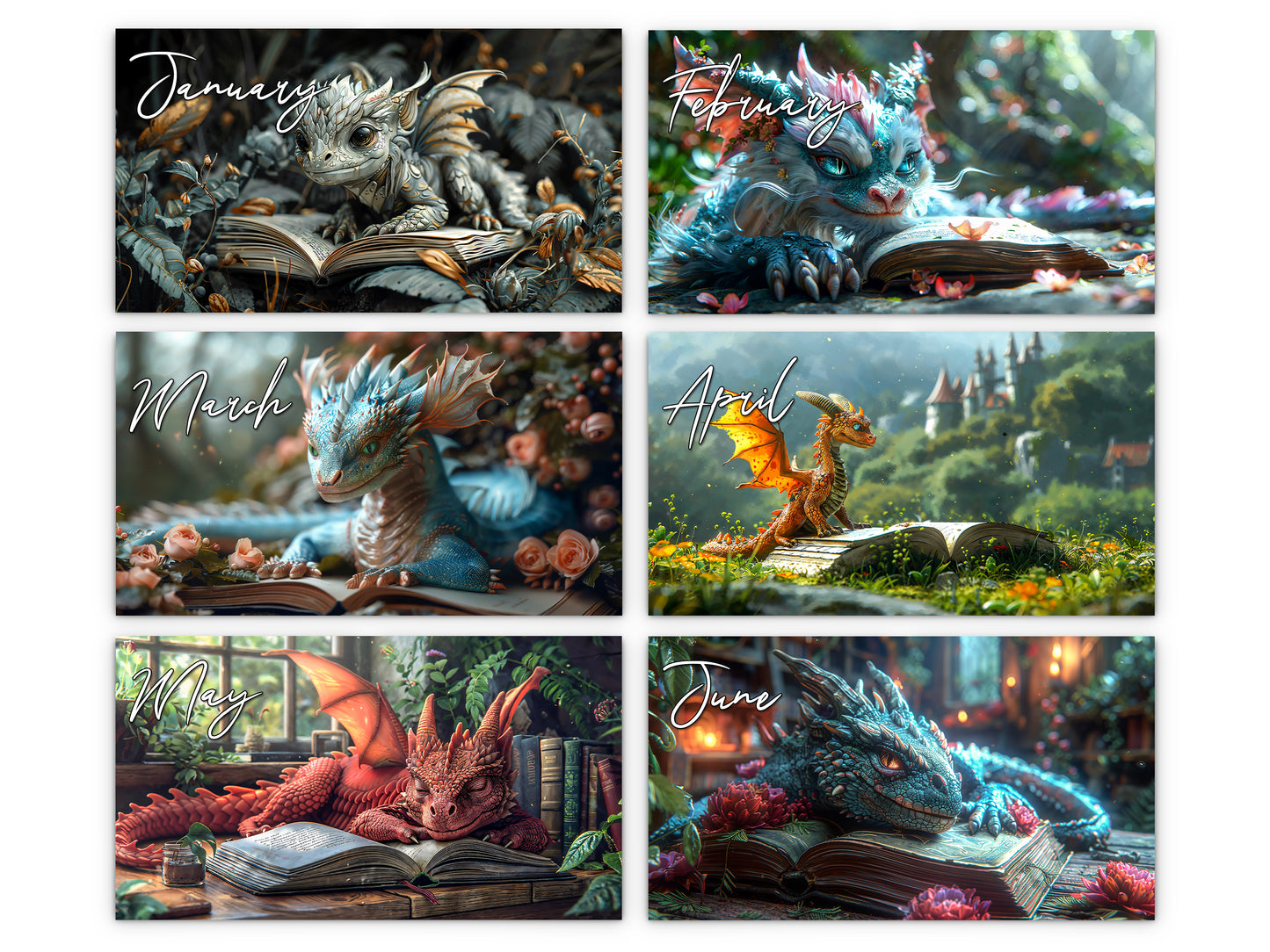2027 Dragon Books Wall Calendar by Kaleidoscope Artisan – Magical Fantasy Journey with Holidays
