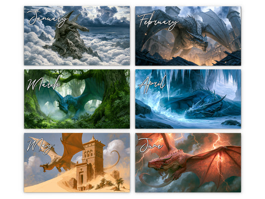 2027 Dragon’s Reign Wall Calendar by Kaleidoscope Artisan – Ancient Fire with Holidays