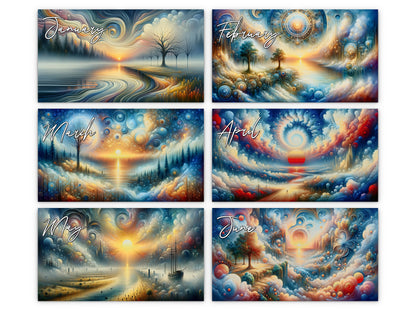 Edge of Eternity 2027 wall calendar monthly artwork preview January through June