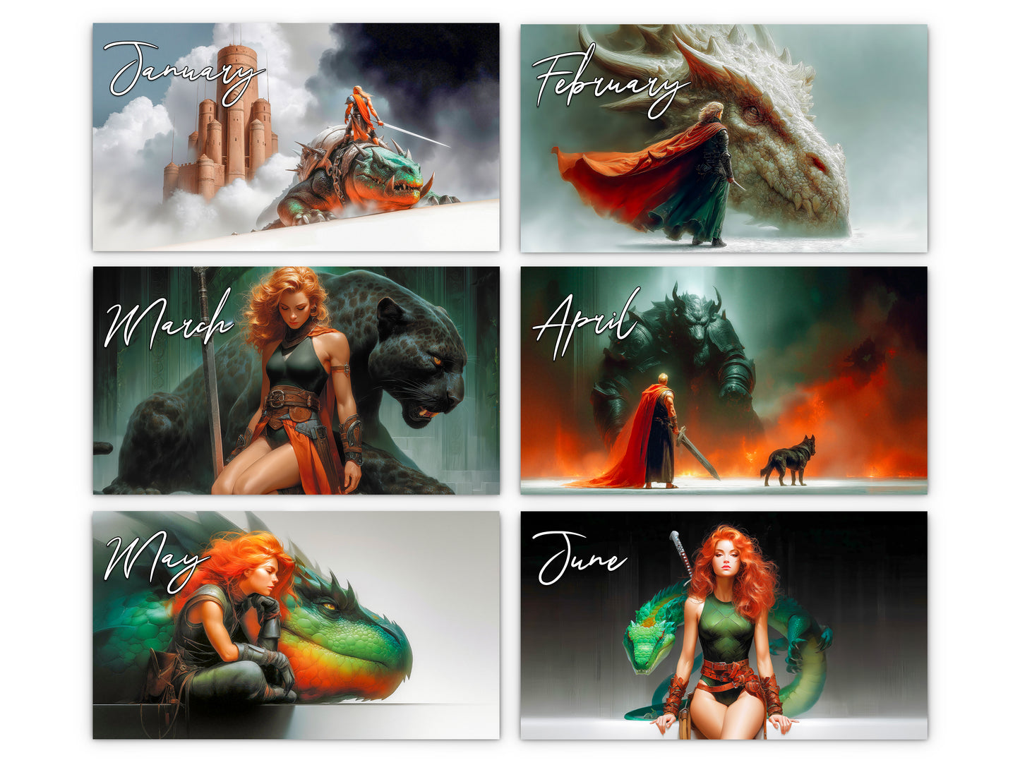 2027 Epic Fantasy Wall Calendar by Kaleidoscope Artisan – Legendary Realms with Holidays