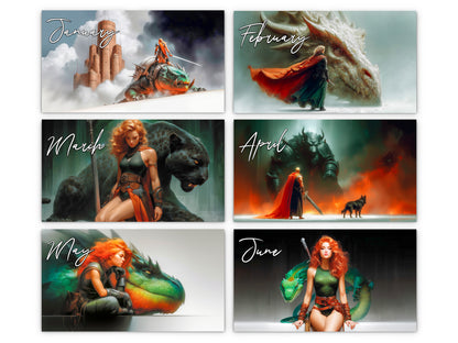 2027 Epic Fantasy Wall Calendar by Kaleidoscope Artisan – Legendary Realms with Holidays