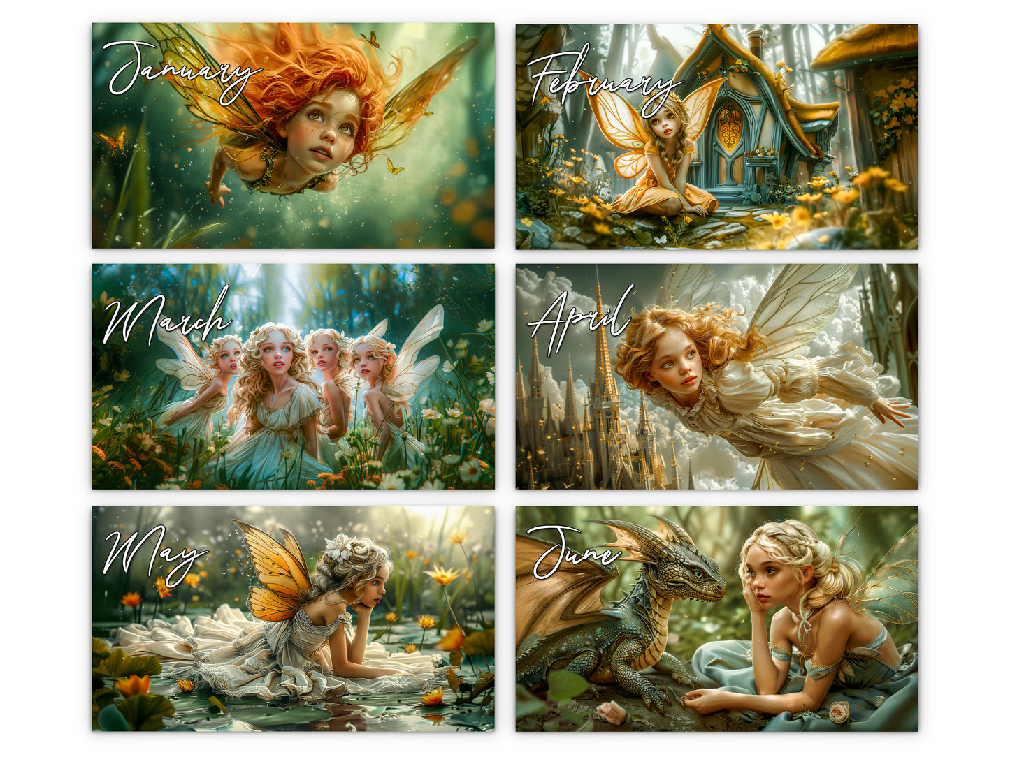 2027 Fairy Princess Wall Calendar by Kaleidoscope Artisan – Charming Fantasy with Holidays