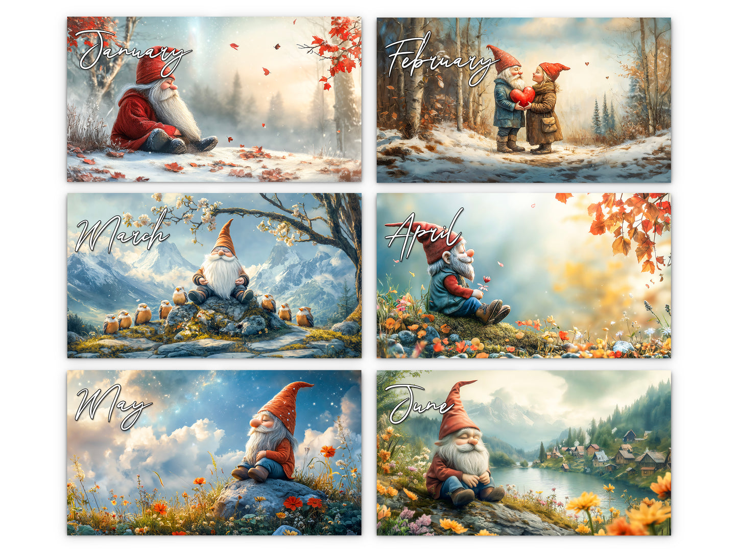 2027 Gnomes Wall Calendar by Kaleidoscope Artisan – Whimsical Adventures with Holidays