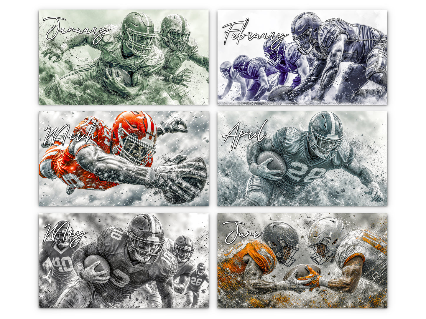 2027 Gridiron Football Wall Calendar by Kaleidoscope Artisan – Dynamic Action with Holidays
