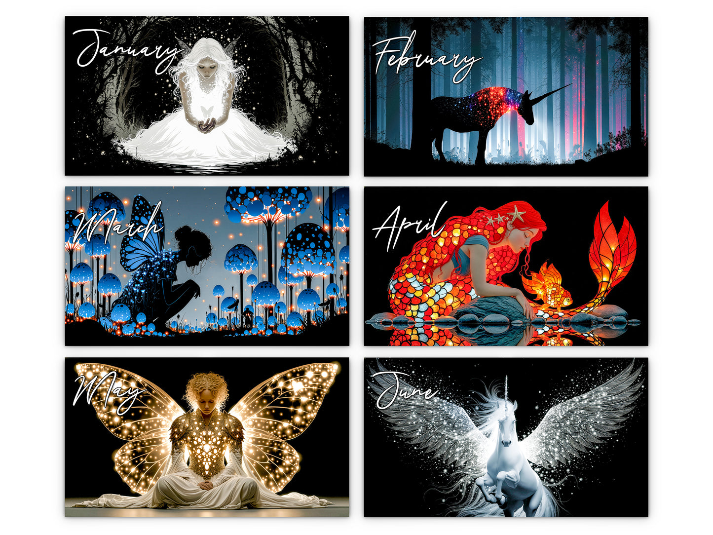 2027 Luminous Realms Wall Calendar by Kaleidoscope Artisan – Enchanted Fantasy with Holidays