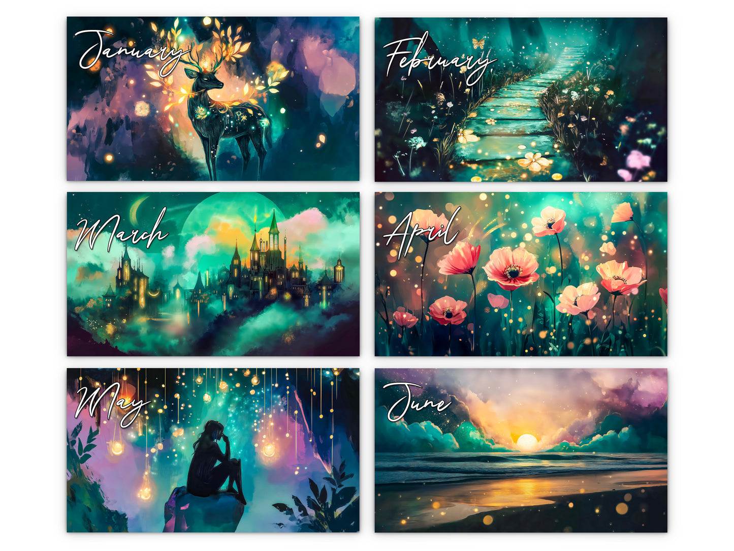2027 Mystical Twilight Wall Calendar by Kaleidoscope Artisan – Enchanting Dreamscapes with Holidays