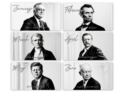 Presidential Legacy I 2027 wall calendar monthly artwork preview January through June