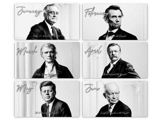 Presidential Legacy I 2027 wall calendar monthly artwork preview January through June