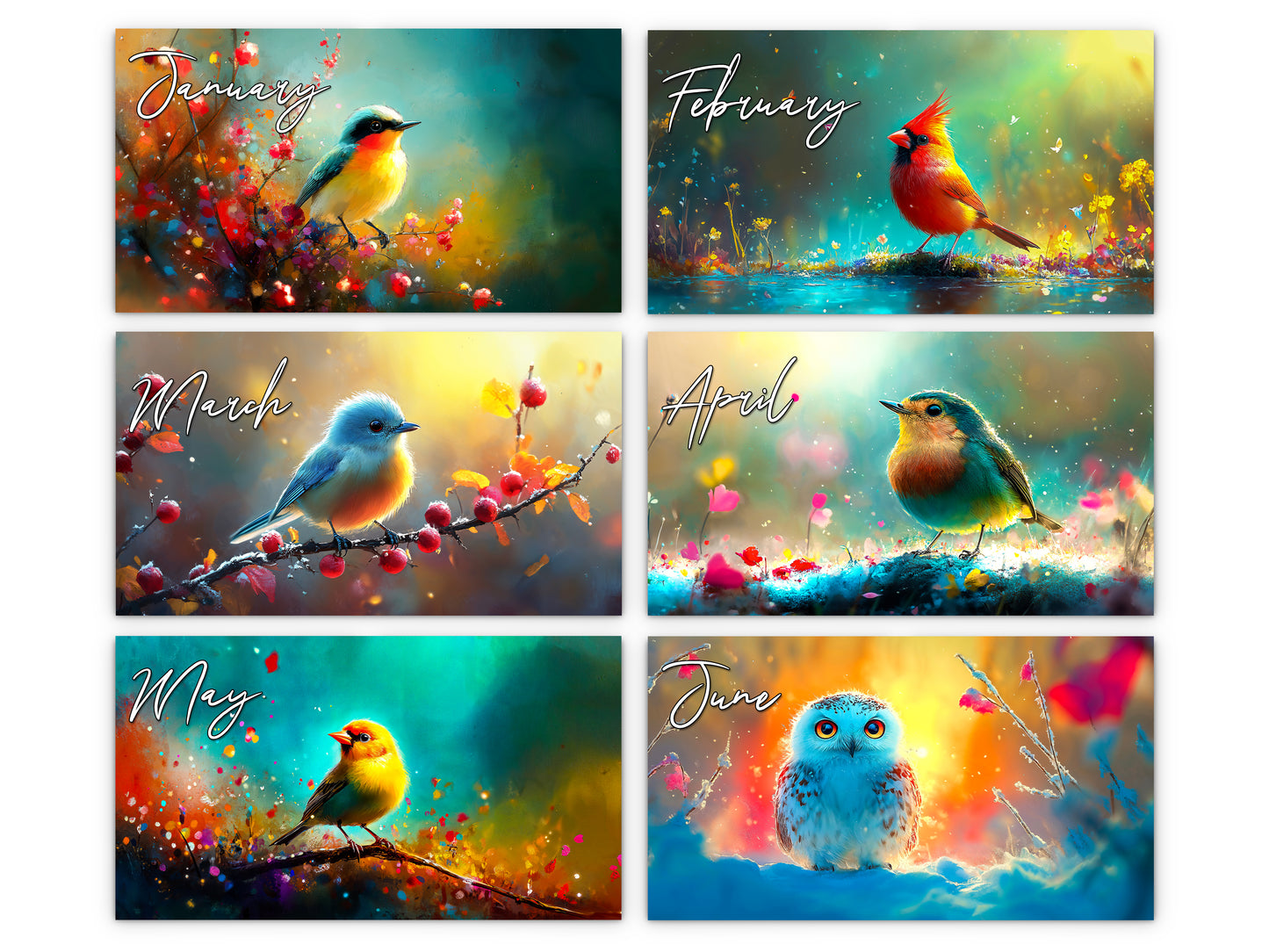2027 Radiant Birds Kaleidoscope Wall Calendar by Kaleidoscope Artisan – Avian Beauty with Holidays