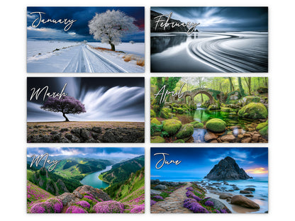 Solitude 2027 wall calendar monthly artwork preview January through June