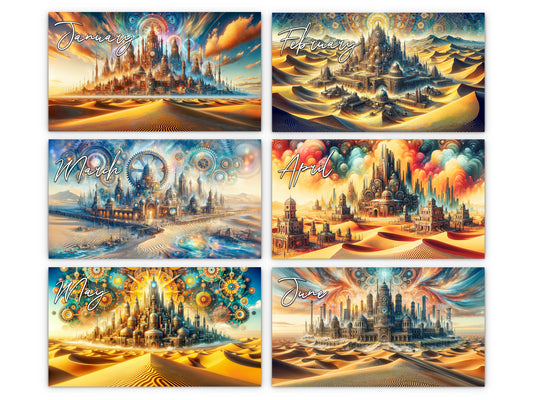 2027 Steampunk Sands Wall Calendar by Kaleidoscope Artisan – Desert Grandeur with Holidays