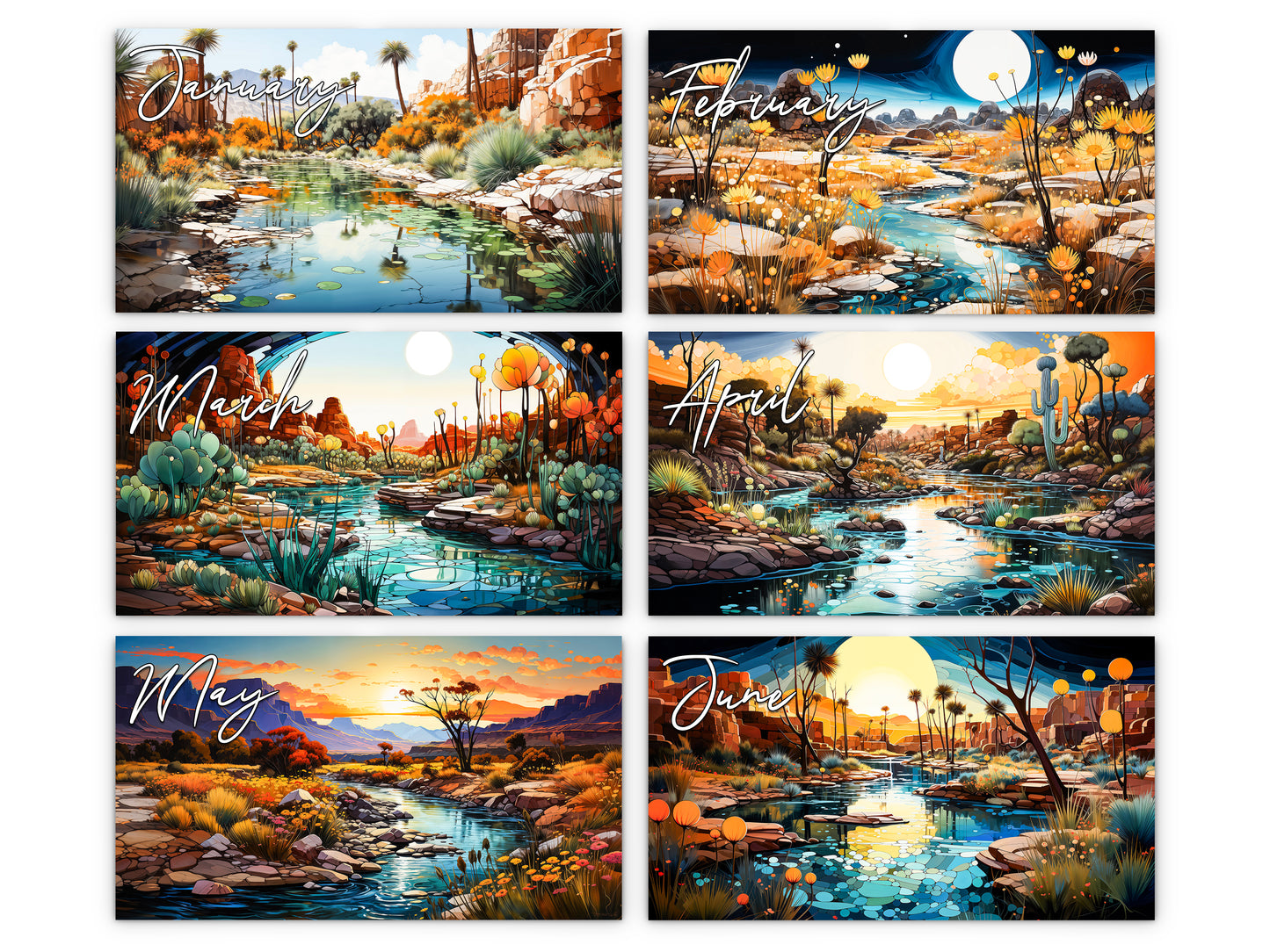 2027 Surreal Canyon Wall Calendar by Kaleidoscope Artisan – Desert Dreams with Holidays