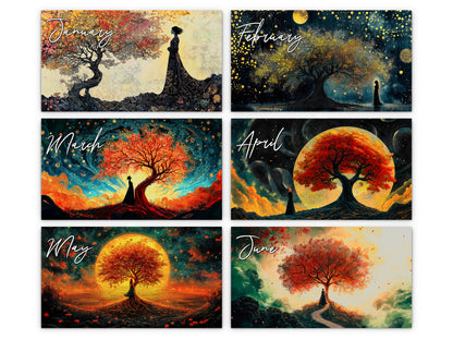 Tree of Life by Kaleidoscope Artisan - Enchanting Mystical Designs with Holidays 2027 wall calendar monthly artwork preview January through June
