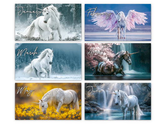 2027 Unicorn Wall Calendar by Kaleidoscope Artisan – Mystical Grace with Holidays