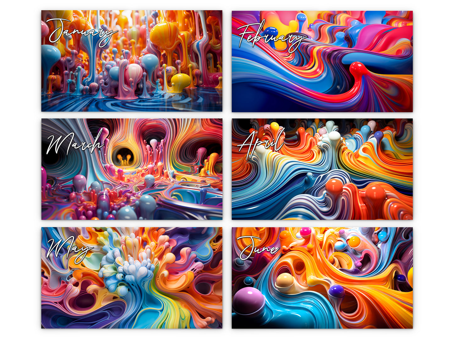 2027 Vivid Colors Wall Calendar by Kaleidoscope Artisan – Art in Motion with Holidays