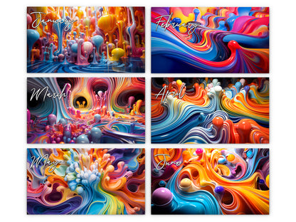 2027 Vivid Colors Wall Calendar by Kaleidoscope Artisan – Art in Motion with Holidays