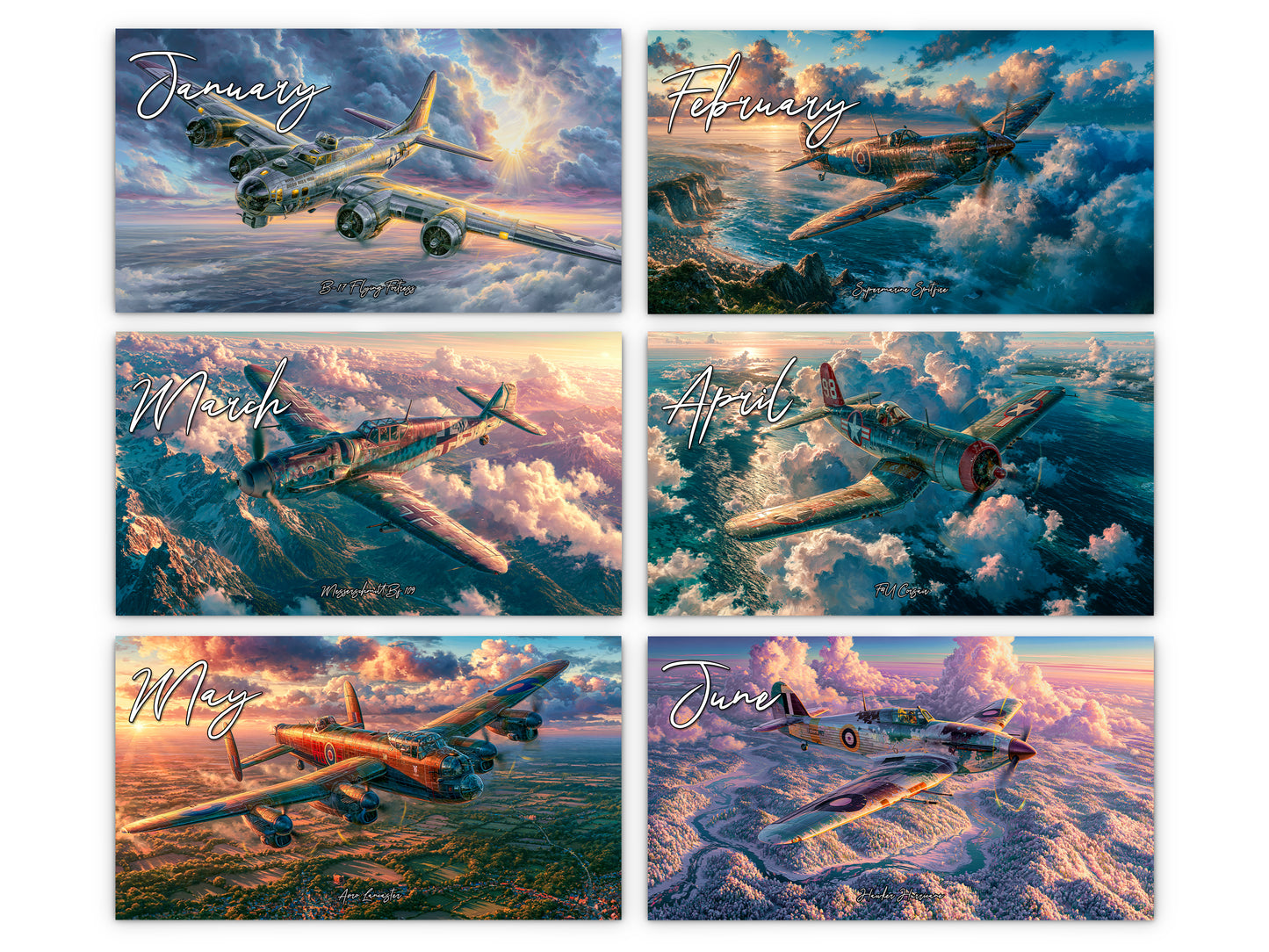 2027 WWII Wings of Valor Wall Calendar by Kaleidoscope Artisan – Legendary Aviation with Holidays
