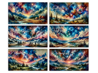 2027 Watercolor Horizons Wall Calendar by Kaleidoscope Artisan – Ethereal Landscape Art with Holidays