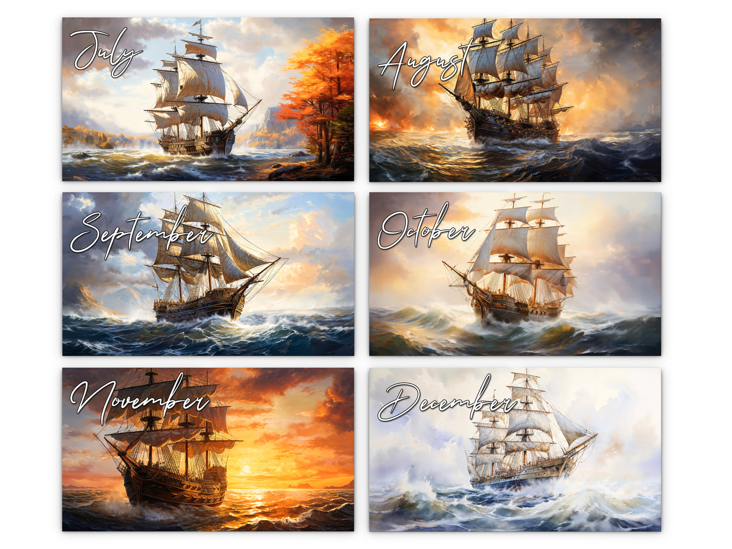 2027 Age of Sail Wall Calendar by Kaleidoscope Artisan – Nautical Adventures with Holidays