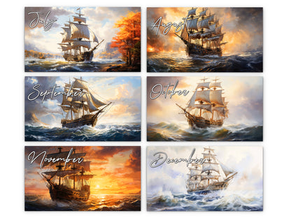 2027 Age of Sail Wall Calendar by Kaleidoscope Artisan – Nautical Adventures with Holidays