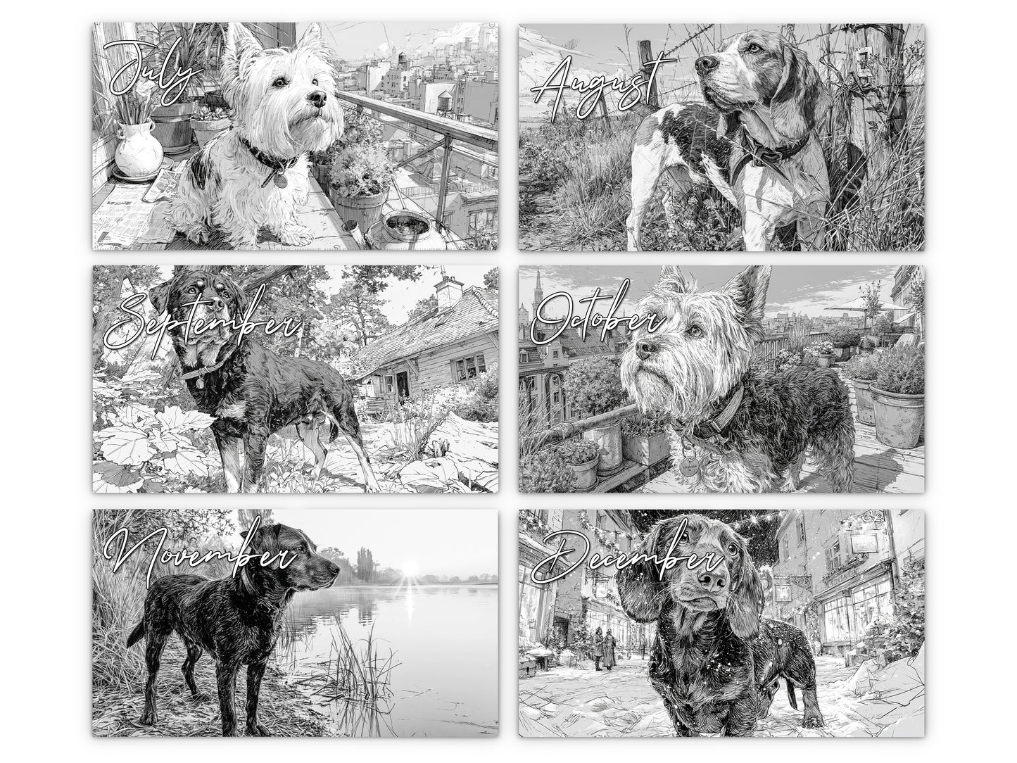 2027 Dog Lover Sketches Wall Calendar by Kaleidoscope Artisan – Faithful Companions with Holidays