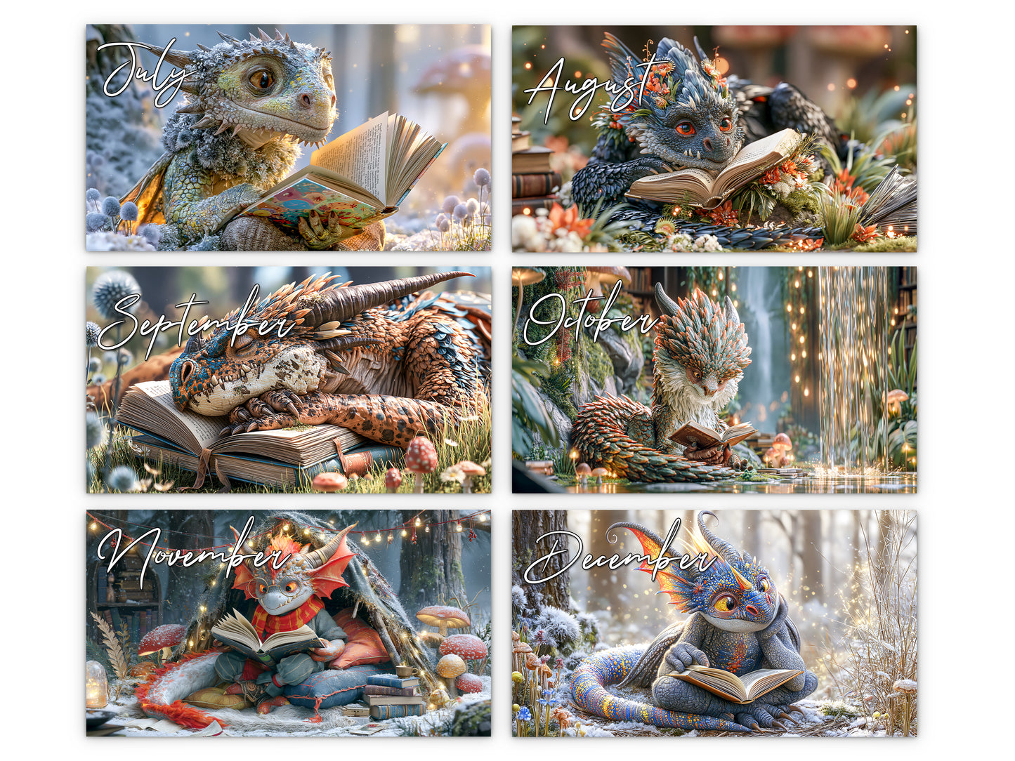 2027 Dragon Book Club Wall Calendar by Kaleidoscope Artisan – Magical Tales with Holidays