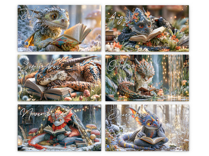 2027 Dragon Book Club Wall Calendar by Kaleidoscope Artisan – Magical Tales with Holidays