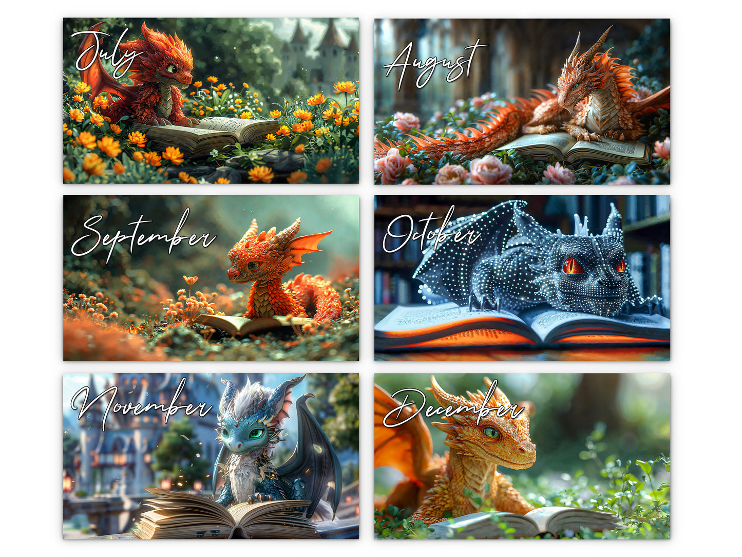 2027 Dragon Books Wall Calendar by Kaleidoscope Artisan – Magical Fantasy Journey with Holidays