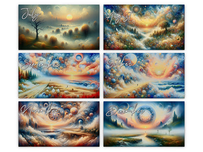 Edge of Eternity 2027 wall calendar monthly artwork preview July through December