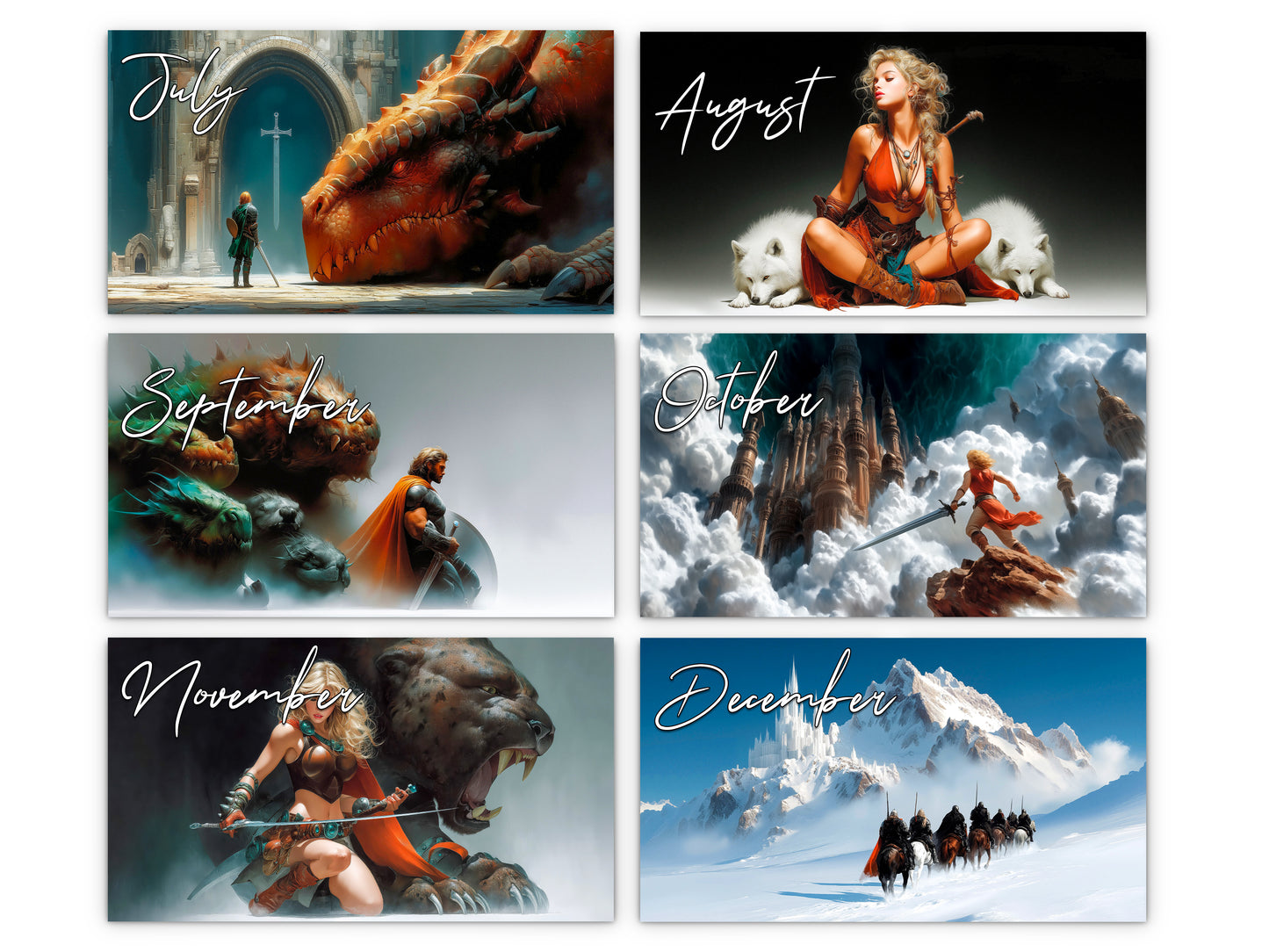 2027 Epic Fantasy Wall Calendar by Kaleidoscope Artisan – Legendary Realms with Holidays