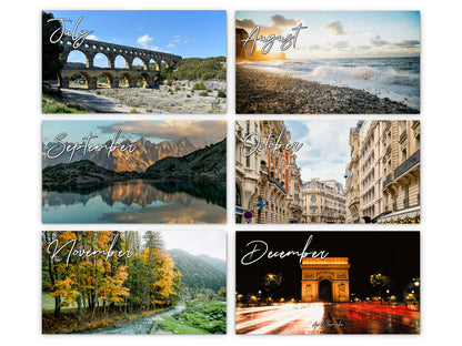 France Vistas Photography 2027 wall calendar monthly artwork preview July through December
