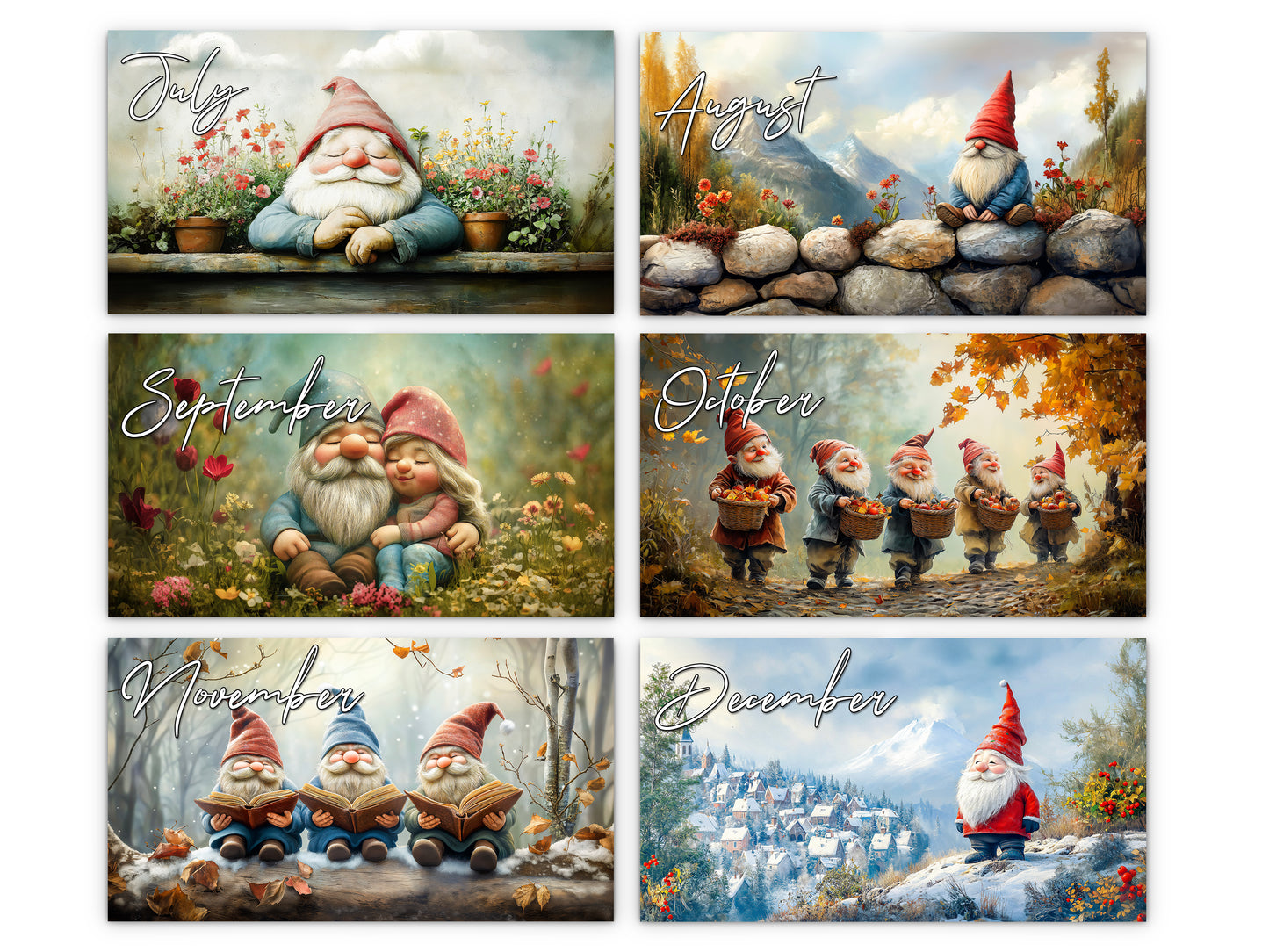 2027 Gnomes Wall Calendar by Kaleidoscope Artisan – Whimsical Adventures with Holidays
