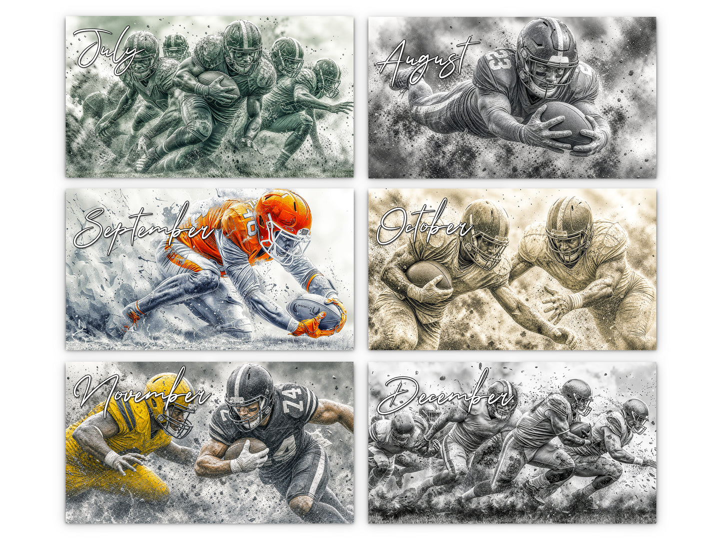 2027 Gridiron Football Wall Calendar by Kaleidoscope Artisan – Dynamic Action with Holidays
