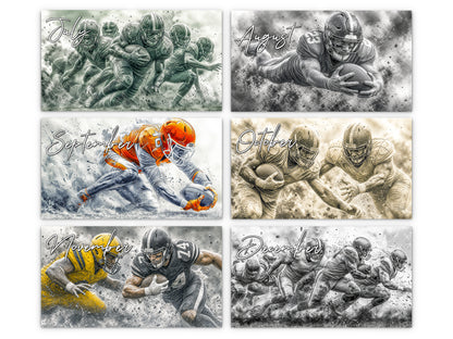 2027 Gridiron Football Wall Calendar by Kaleidoscope Artisan – Dynamic Action with Holidays