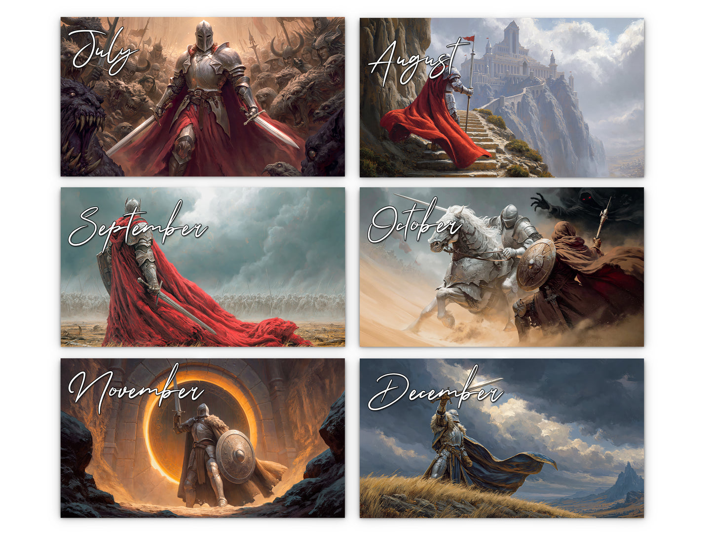 2027 Knight’s Oath Wall Calendar by Kaleidoscope Artisan – Heroic Valor with Holidays