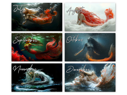 2027 Mermaid Dream Wall Calendar by Kaleidoscope Artisan – Enchanting Underwater Realms with Holidays