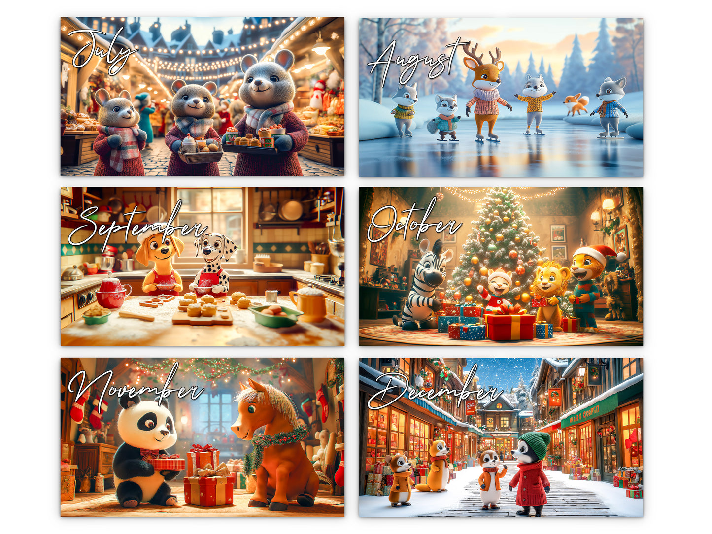2027 Merriment Wall Calendar by Kaleidoscope Artisan – Whimsical Winter Wonderland with Holidays