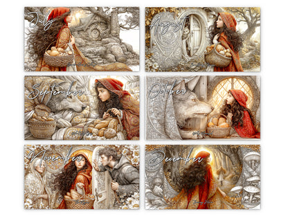 2027 Red Riding Hood Wall Calendar by Kaleidoscope Artisan – Enchanted Journey with Holidays