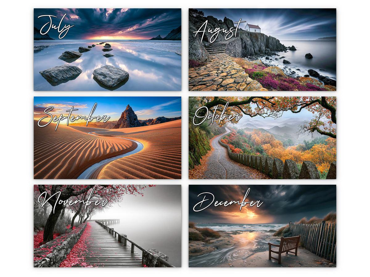 Solitude 2027 wall calendar monthly artwork preview July through December