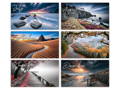 Solitude 2027 wall calendar monthly artwork preview July through December