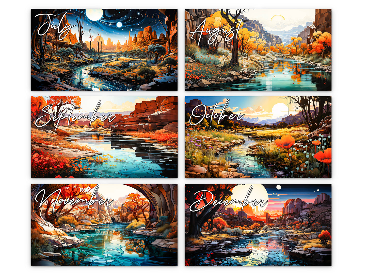 2027 Surreal Canyon Wall Calendar by Kaleidoscope Artisan – Desert Dreams with Holidays