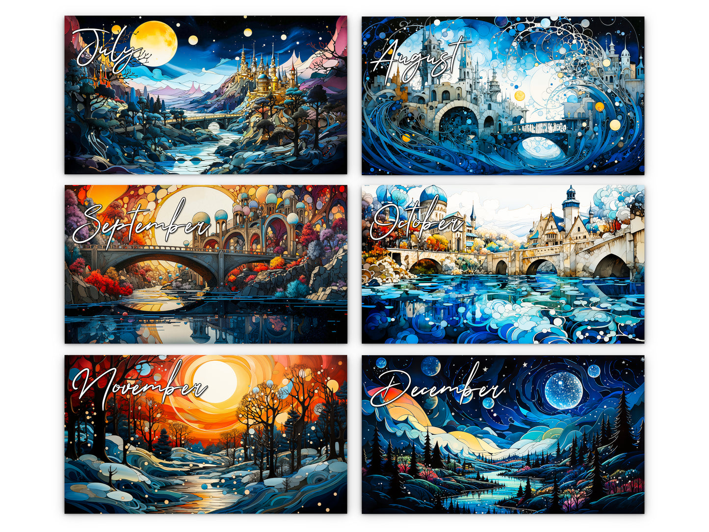 2027 Surreal Horizons Wall Calendar by Kaleidoscope Artisan – Mystical Realms with Holidays