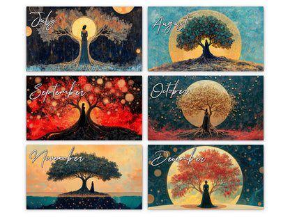 Tree of Life by Kaleidoscope Artisan - Enchanting Mystical Designs with Holidays 2027 wall calendar monthly artwork preview July through December